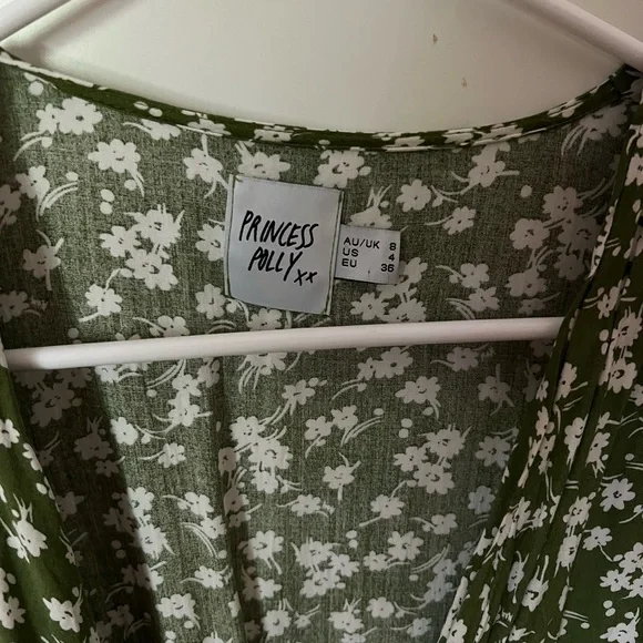 Princess Polly Ragnar Tie Front Romper Green Floral Women's Size 4 - Picture 11 of 13